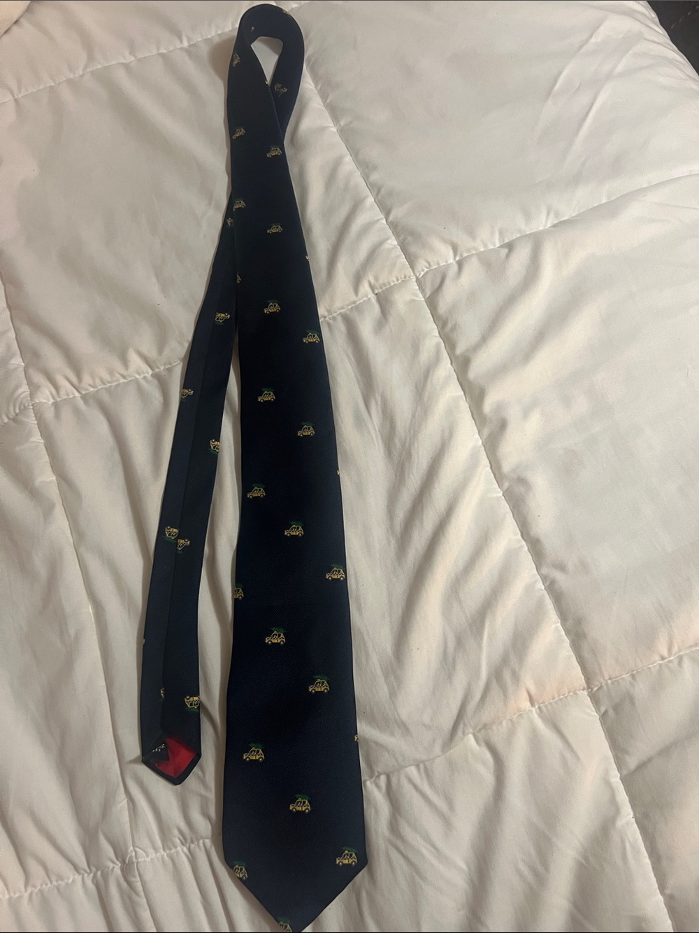 Alynn Nechwear Navy Tie with Tiny Taxi Car Motifs (#36)